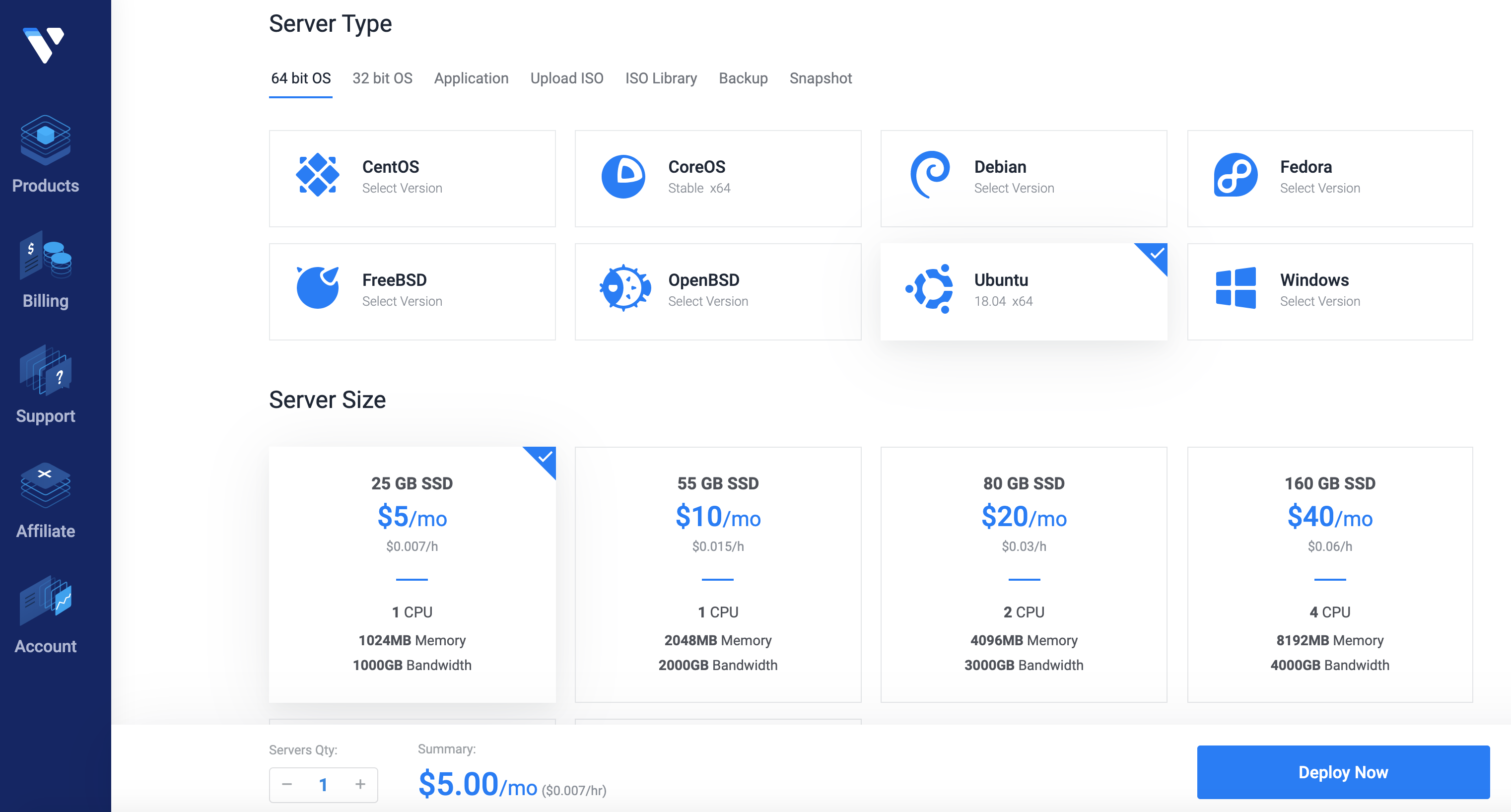 选择操作系统和服务器配置